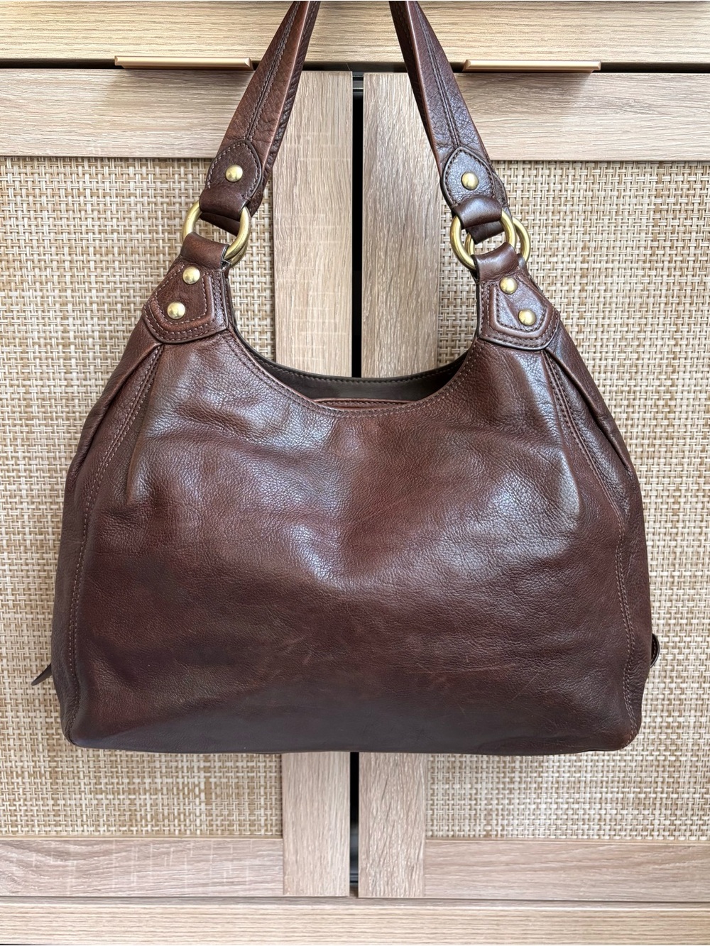COACH Madison Maggie Brown Leather Shoulder Bag Hobo Tote Handbag Purse 14336 - Picture 2 of 10